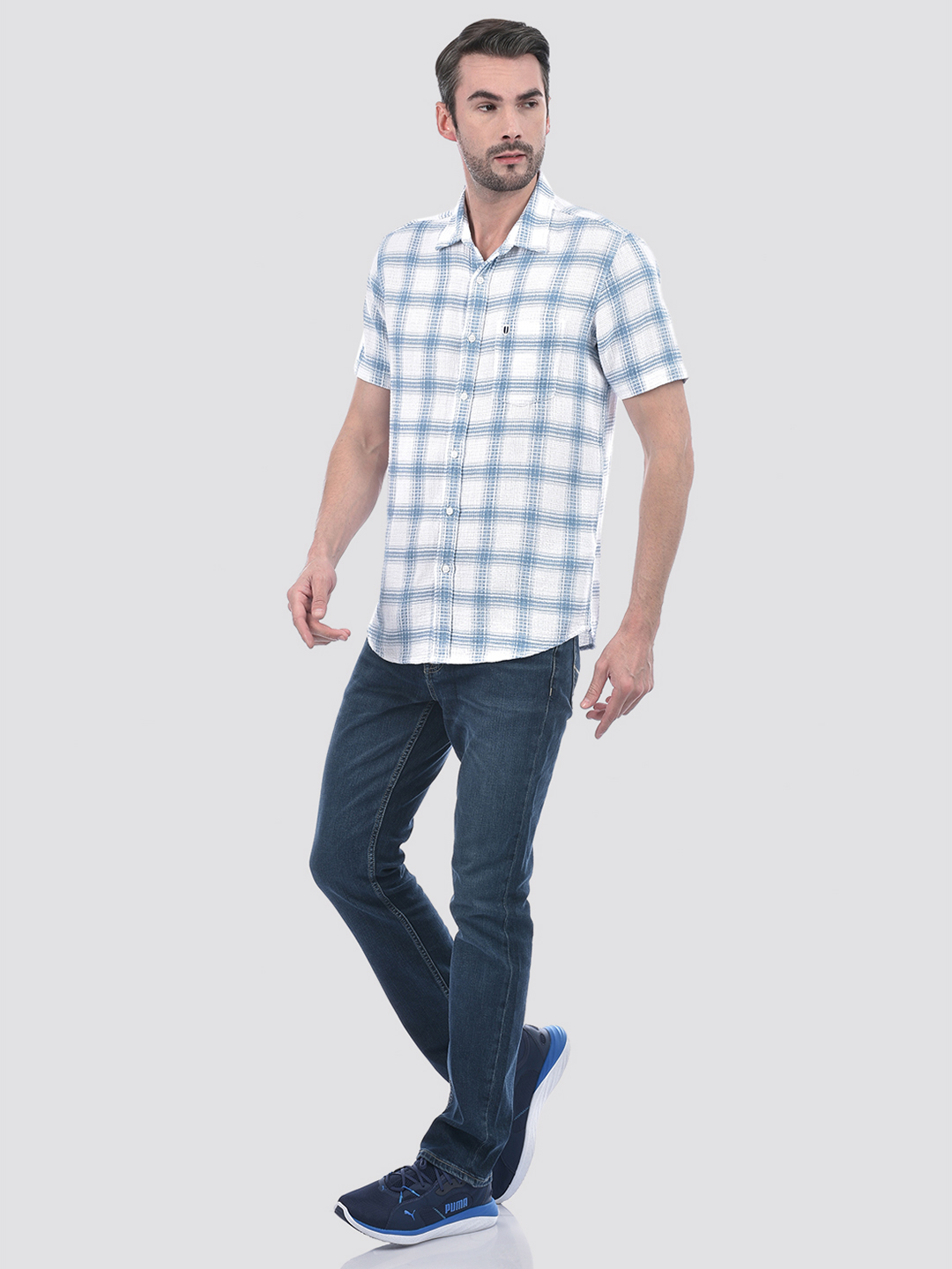 Numero Uno Men Checkered Blue Shirt